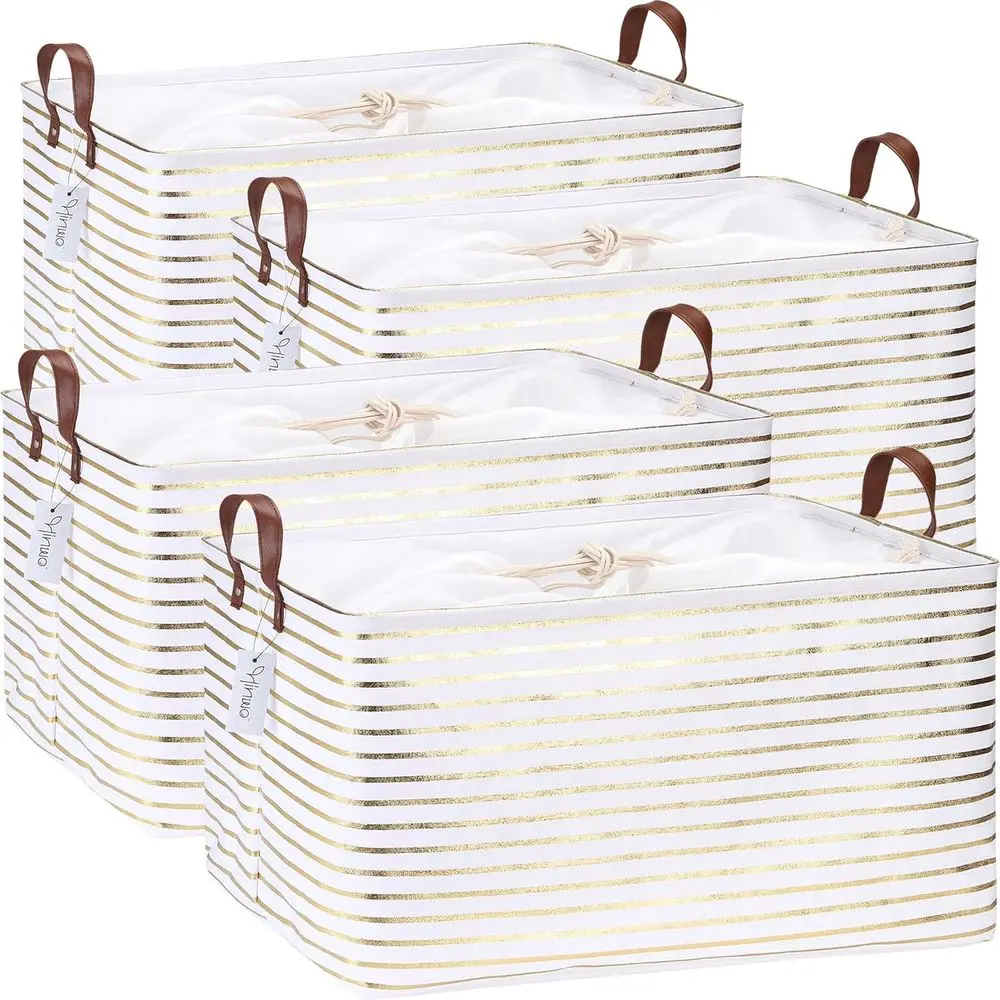 

70L Extra Large Storage Bins, 4-Pack Closet Organizers and Storage, Foldable Clothes Storage Baskets with Handles, Containers fo