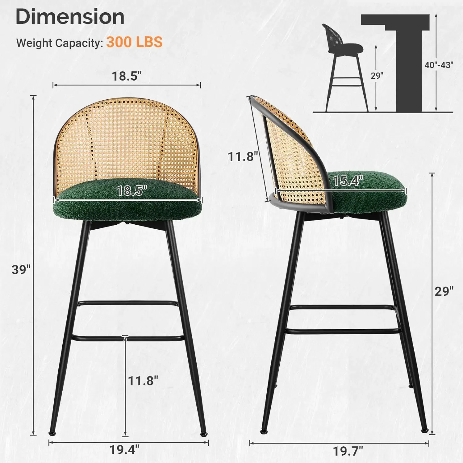 Stools Set of 2, Mid Century Modern 29