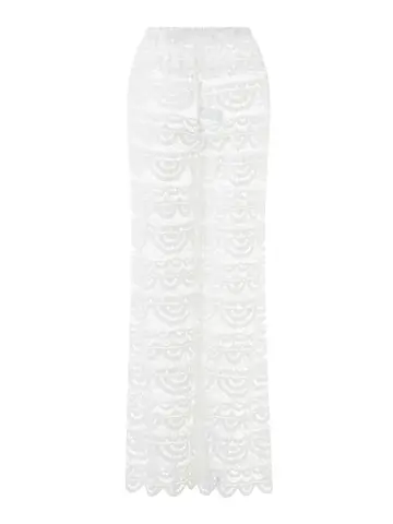 महिलाओं के लिए बोहो चिक फ्लोरल प्रिंट वाइड लेग बीच पैंट, इलास्टिक कमरबंद और शीर लेस डिटेल के साथ, गर्मियों में कैज़ुअल वियर के लिए 10 best sales गर्मियों का समुद्र तट - №3