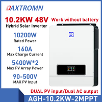 Daxtromn 10kw 10.2KW 2XMPPT On/Off grid Solar Hybrid Inverter DC48V to AC 230V Output Built-in 160A Charge Controller 2 PV