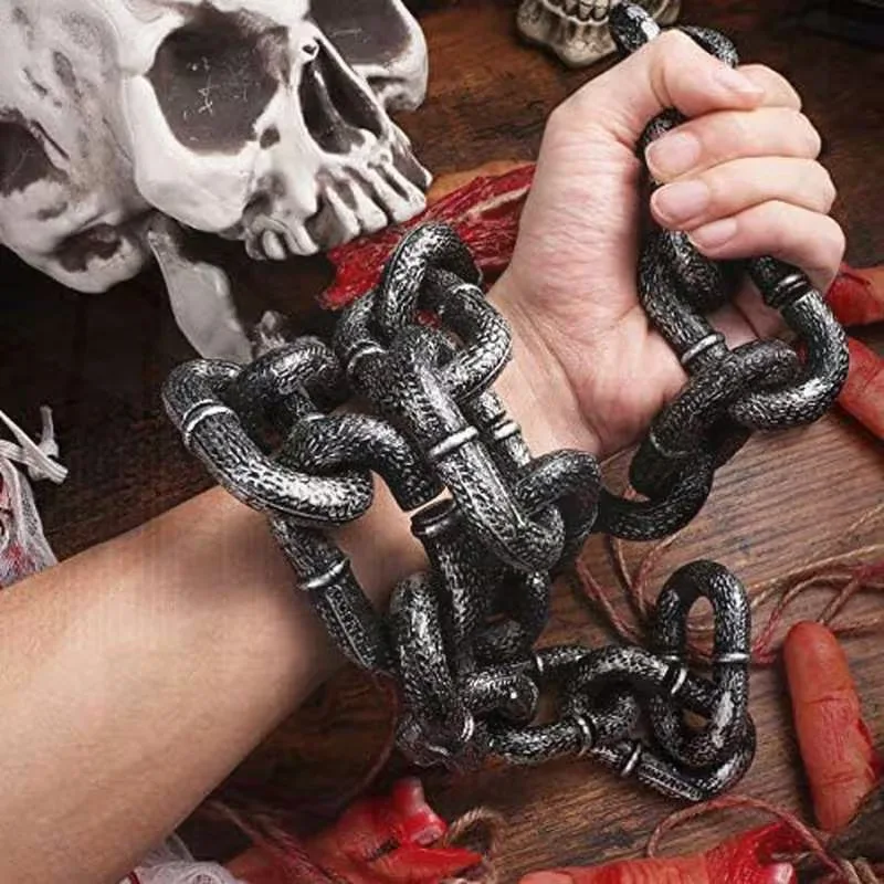 180cm Halloween Simulation Chain Party Layout Decor Plastic Barrier Chain Halloween Performance Stage Props Costume Accessory