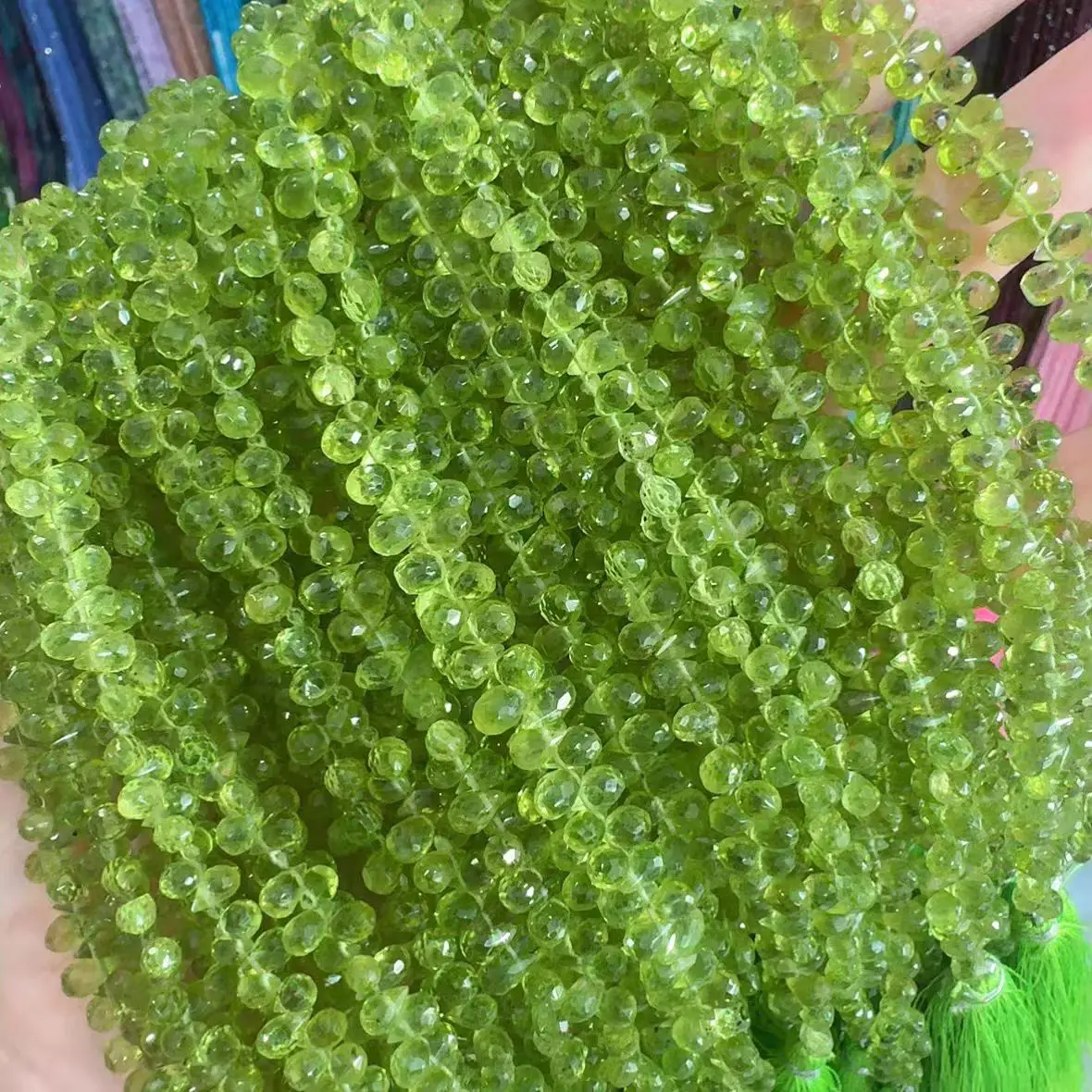 10pcs loose beads green peridot  drop faceted 4-6mm  for DIY jewelry making FPPJ wholesale beads nature gem stone