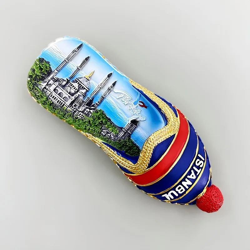 Creative landmark in Istanbul, Türkiye Blue mosque building Embroidered shoes refrigerator sticker