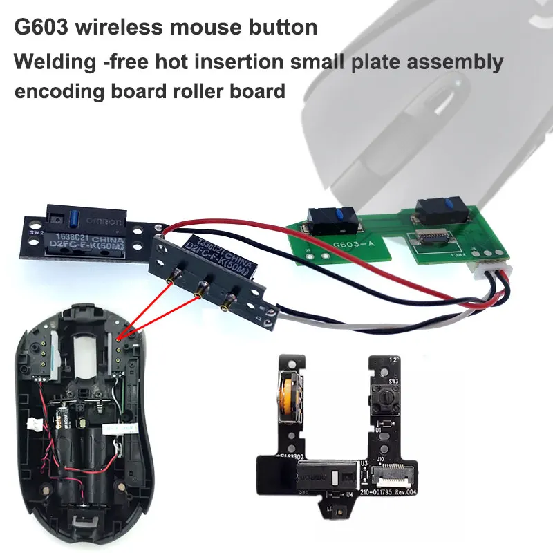 Solder-free hot-swappable button board/roller encoding board  compatible with Compatible for G603 mouse repair replacement parts