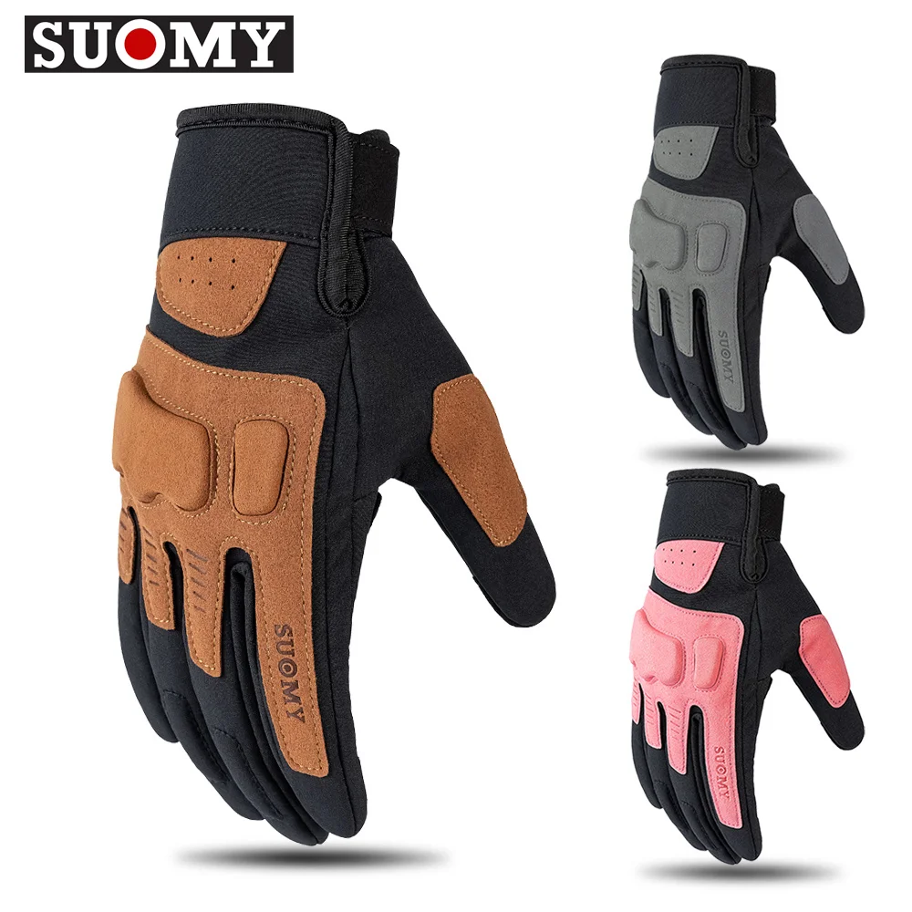 

SUOMY Motorcycle Riding Gloves Women Touchscreen Motocross Gloves Flexible Protective Shell Anti-fall Lady Pink Motorbike Gloves