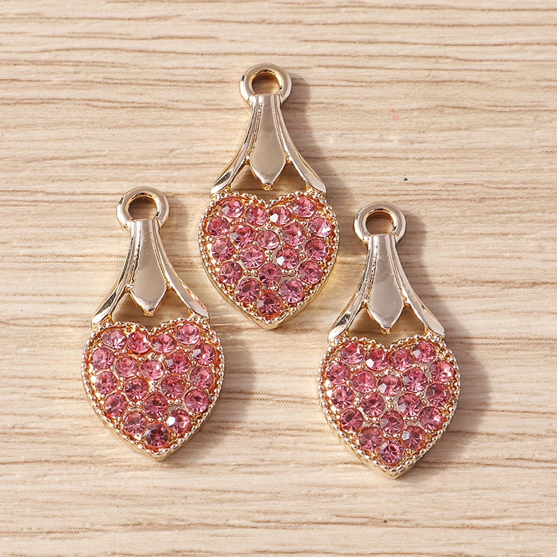10 Stück 12x24mm Zarte Kristall-Liebesherz-Anhänger für Schmuckherstellung, Halsketten, Ohrringe, Armbänder, DIY-Bastelzubehör – Detail 6