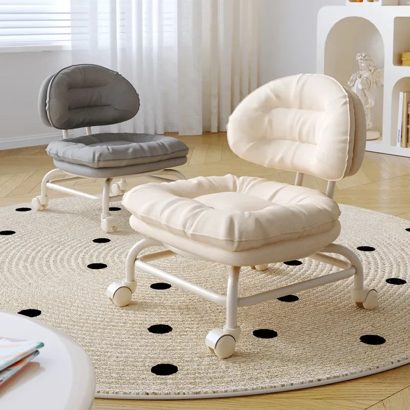 Universal Wheel Small Stool Low Household Shoe Changing Bench With Baby Seat Children Rolling Chair Beautiful Seam Back Rest