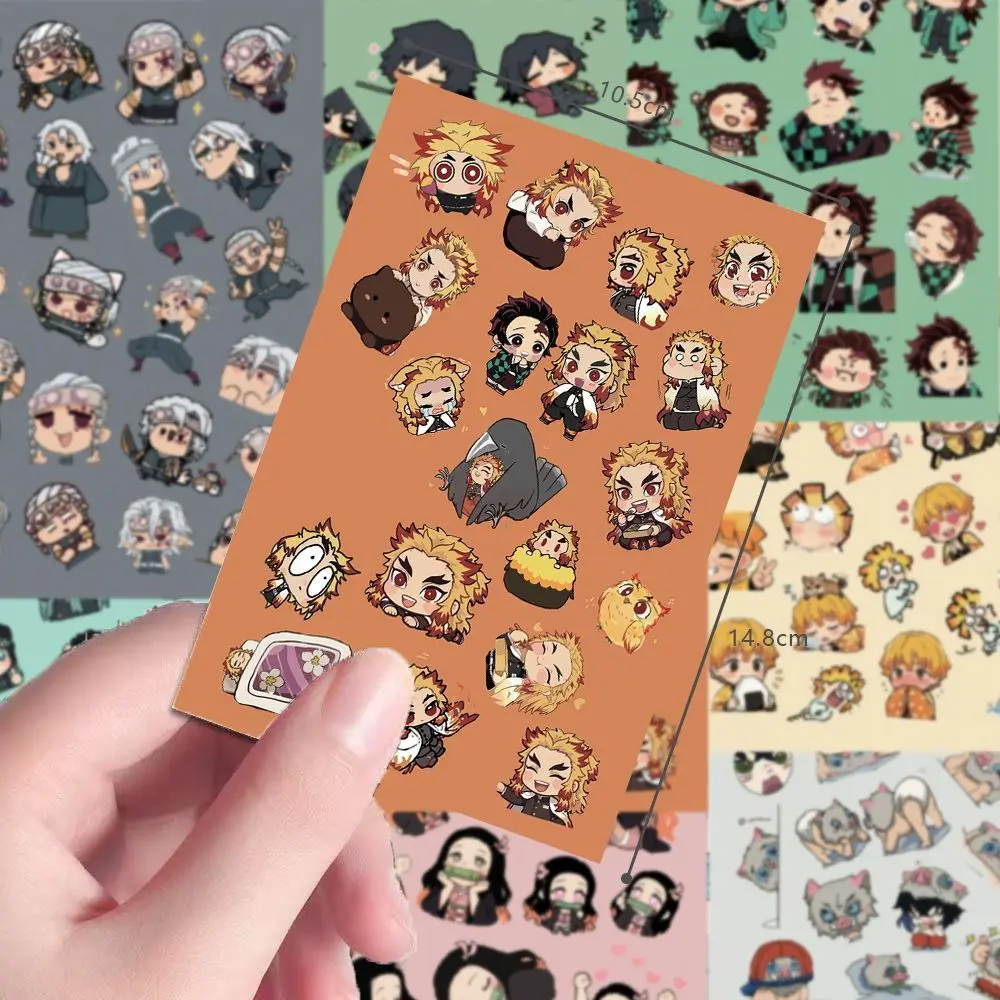 24pcs Chibi Demon Slayer screen protector sticker dual-colored eyes collage material pack waterproof stickers view 4