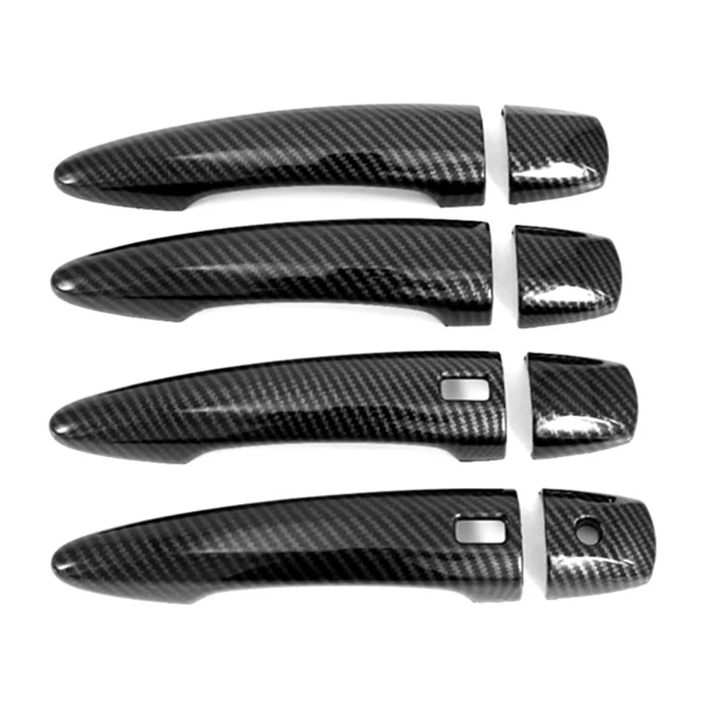 غطاء مقبض الباب من ألياف الكربون الأسود اللامع لنيسان سنترا سيلفي 2020 2021 2025 كروم فضي لتزيين السيارة #2