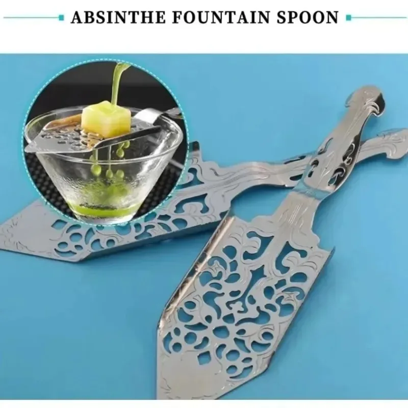1Pcs 304 Stainless Steel Wormwood Spoons Absinthe Spoons Absinthe Fountain Accessories, Absinthe Dropper Bar 16X4cm