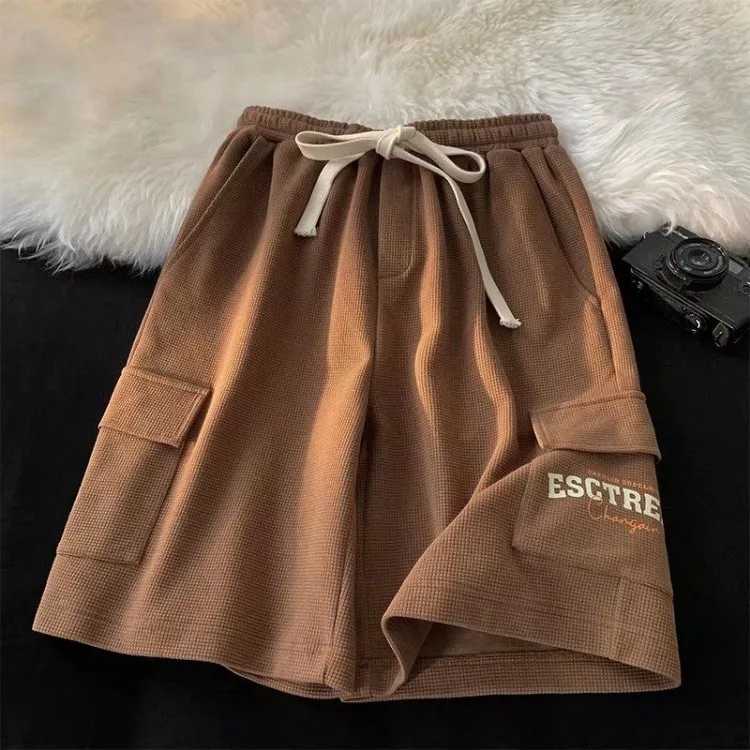 Cargo Shorts Women Summer Streetwear Wide Leg Straight  Bf Loose Casual Drawstring Five-Point Sports Short Pants