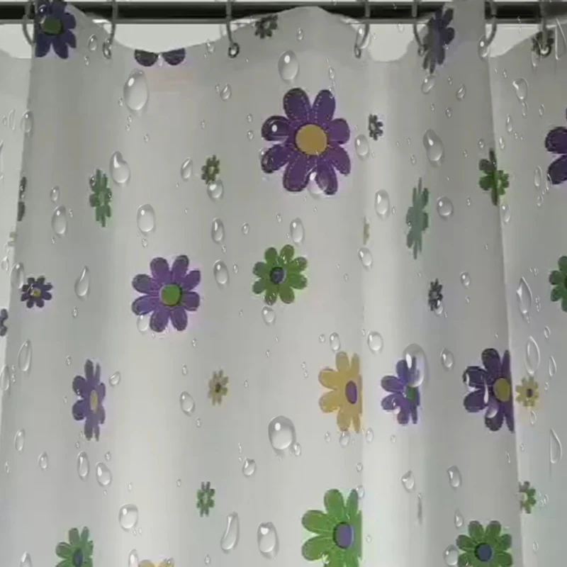 High-Quality Elegance Purple Flowers Shower curtain With Hooks Waterproof Mildew Resistant PEVA Curtains Bathroom Curtain