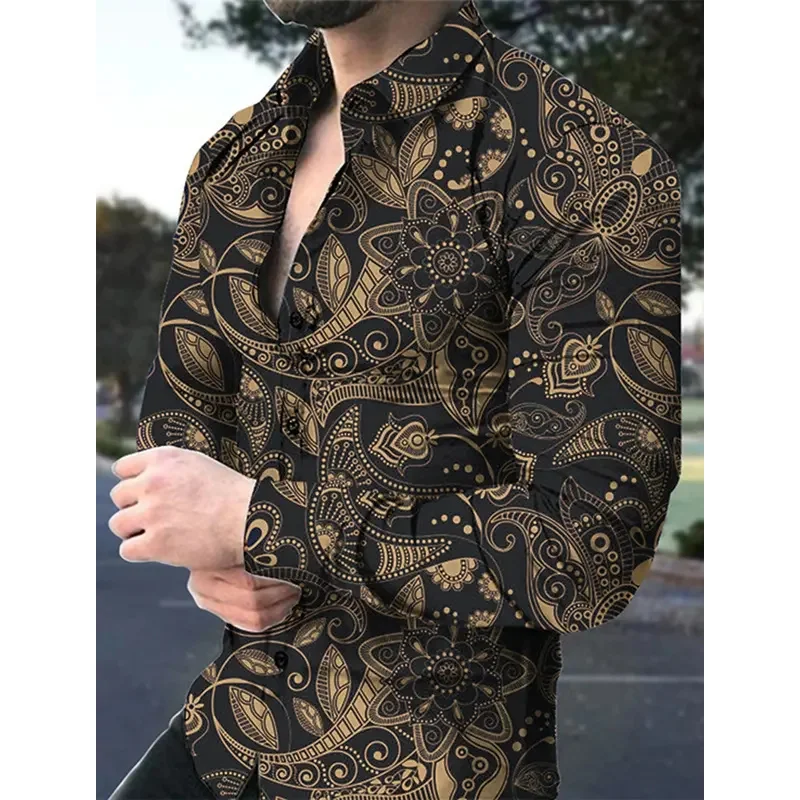 Chemise pour hommes Chemise graphique Chemise Boho Couverture florale Impression 3D Extérieur Rue Manches longues Boutonné Vêtements Créateur de mode