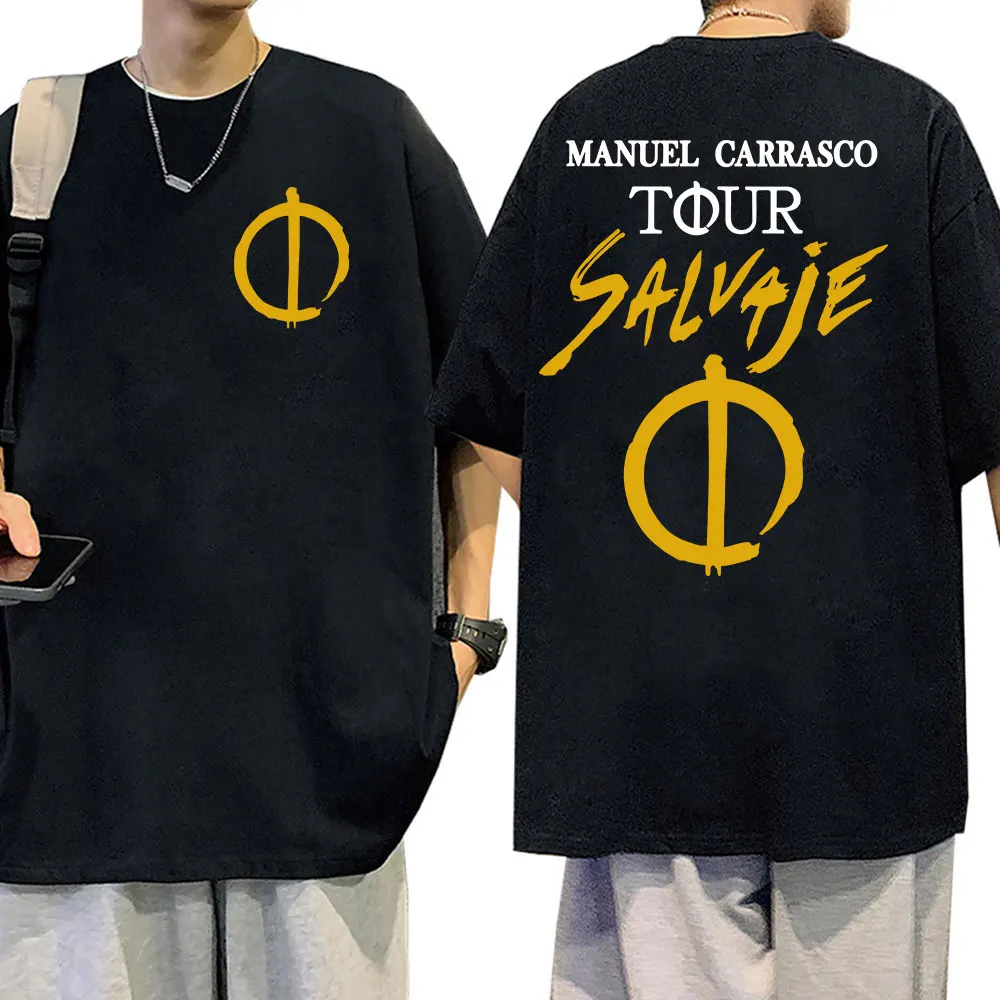 Rapper Manuel Carrasco Salvaje Tour 2025 T-Shirts Men's Hip Hop Fashion Short Sleeve T-shirt 100% Cotton T Shirt Fans Streetwear
