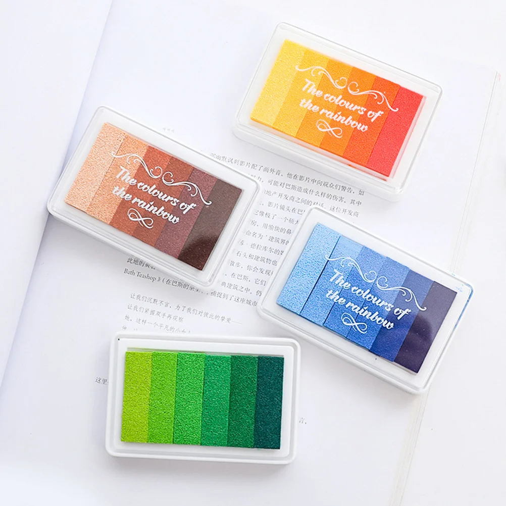 1 قطعة قوس قزح مختمة ختم مجموعة 6-اللون التدرج متعدد الألوان الحرفية منصات الحبر DIY بها بنفسك سجل القصاصات بصمة الفن ختم العمل