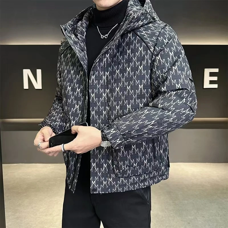Men's Jacket Winter Windproof Warm Down Jacket Outdoor Sports Mountain Overcoat Hooded Snowboarding Parka Canada Snow Coat Print