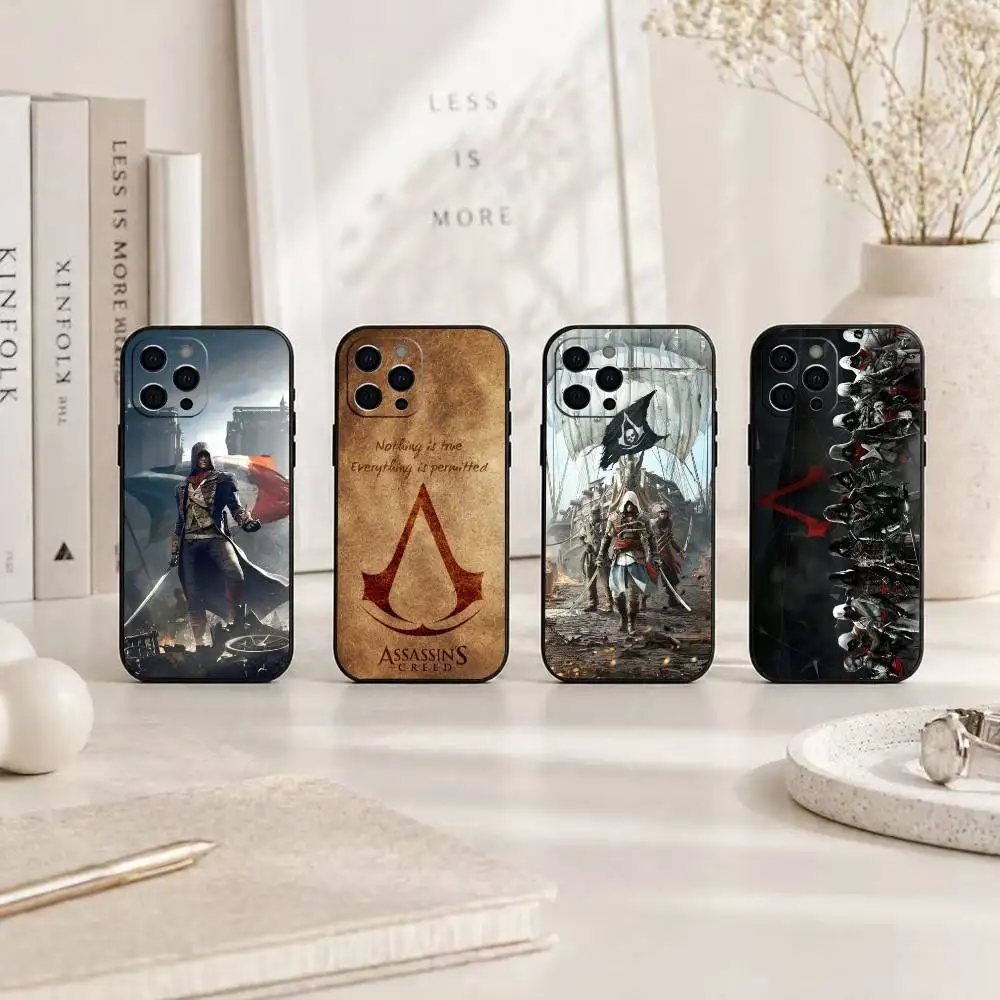 Coque de téléphone Assassin's Creed Unity pour iPhone 17, 16, 15, 14, 13, 12, 11 Plus, Pro Max, XS, en silicone souple noir