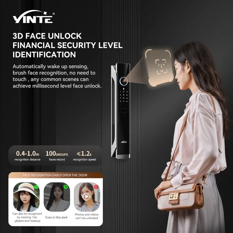 High quality Fully Automatic Video Intercom Face Recognition Smart Door Lock With Camera Digital Keyless Smart Digital lock