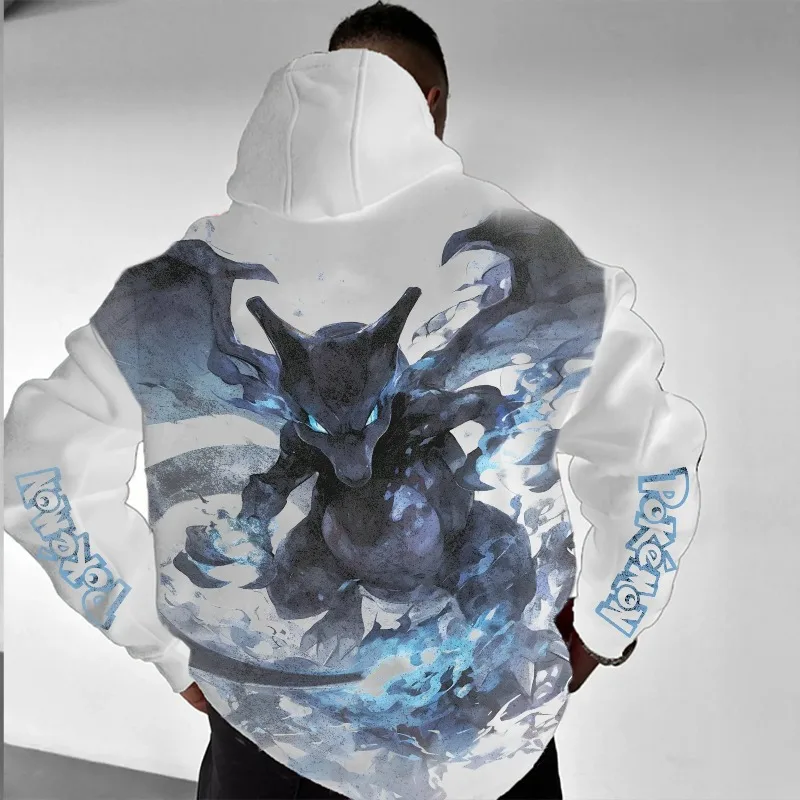 Hoodie Cetak Anime Charizard Pokémon Atasan Sweter Tren Kasual Ukuran Besar Harajuku Y2K Baru Musim Gugur/Musim Dingin Pria dan Wanita