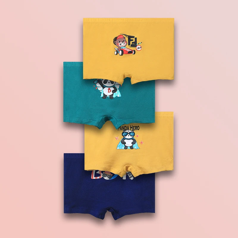 

4 шт. антибактериальные трусы из чистого хлопка, 100% детские, детские четырехугольные шорты, тонкий стиль для мальчиков, плоский уголок для маленьких мальчиков,