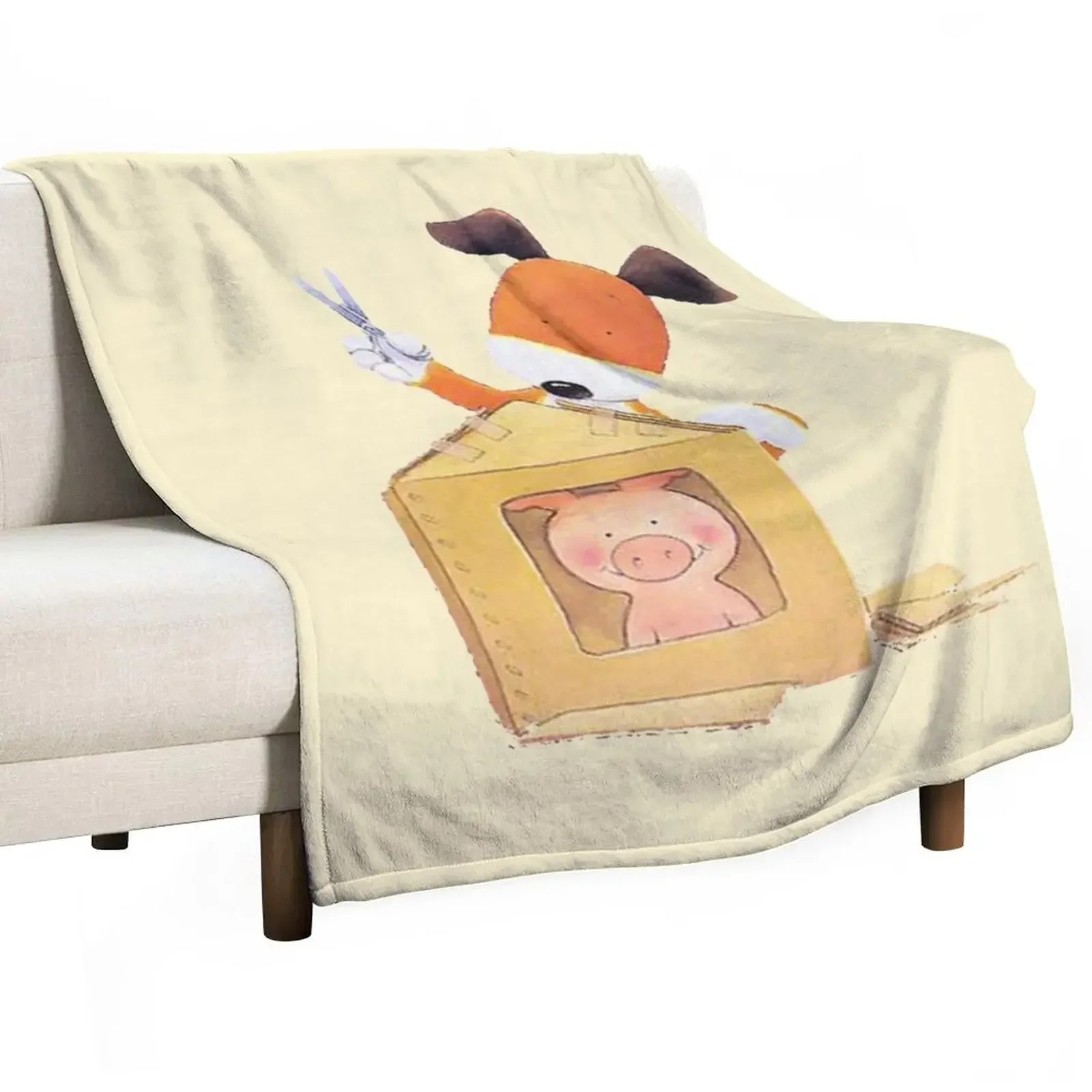 

Kipper the dog and pig Throw Blanket Decoratives Weighted Flannel Bed Fashionable Blankets