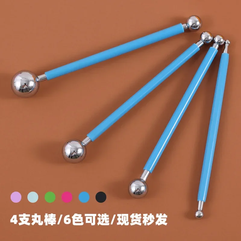 Stainless Steel 4-piece 8-head Blue Ball Rod Steel Ball Pen Clay Pottery Tool DIY Handmade Creative Silicone Products