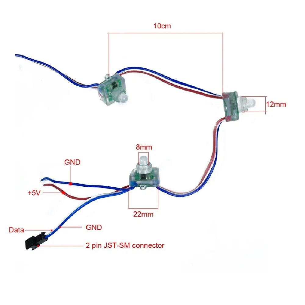 Zmiana koloru kwadratowych DC 5V IP68 LED moduły pikseli 50 sztuk/ciąg WS2811 kolor marzeń RGB adresowalna LED Pixel girlanda żarówkowa