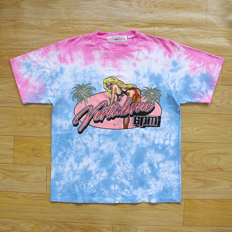 

Tie-Dye Print Cotton ort Sve T-irt Beach Girl Pure Cotton round Ne Youth Faion Summer Casual Stand Fit T-irt