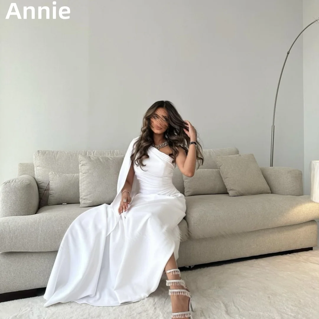 

White Prom Dresses One Shoulder Satin Evening Dress فساتين السهرة Arab Miss Formal Occasions Party Dresses Vestidos De Fiesta