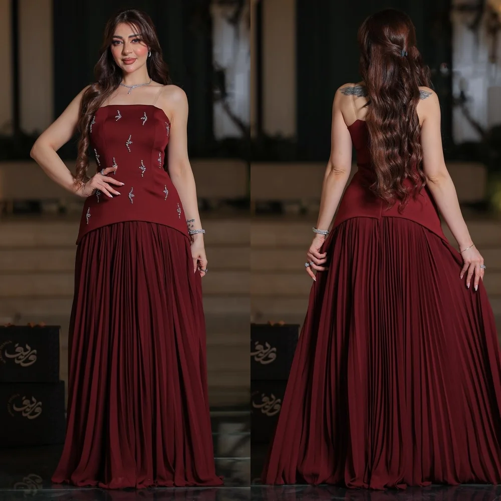 

Customized Elegant Chiffon Pleat Sequined A-line Strapless Long Dresses Bespoke Occasion Prom Formal Sparkle