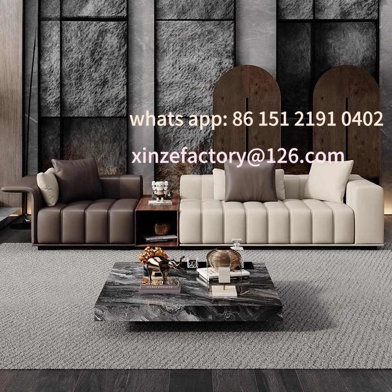 

Customizable Piano Key Leather Sofa Minimalist Living Room Villa Large Flat Corner Princess Sofa