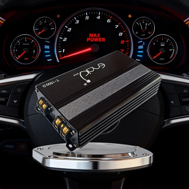 Compact active car-mounted mono amplifier High/Low volume input Aluminum Heat Sink Dynamic Bass Enhancement Essential for upgrad