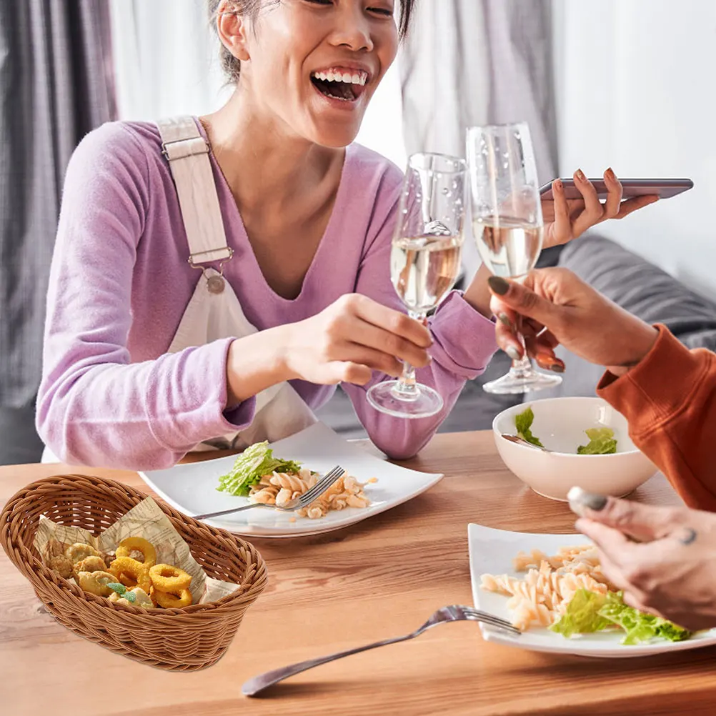 

Plastic Reusable Fruit Basket Multi-Function Snack Container Household Bread Basket Desktop Storage Organizer Retro