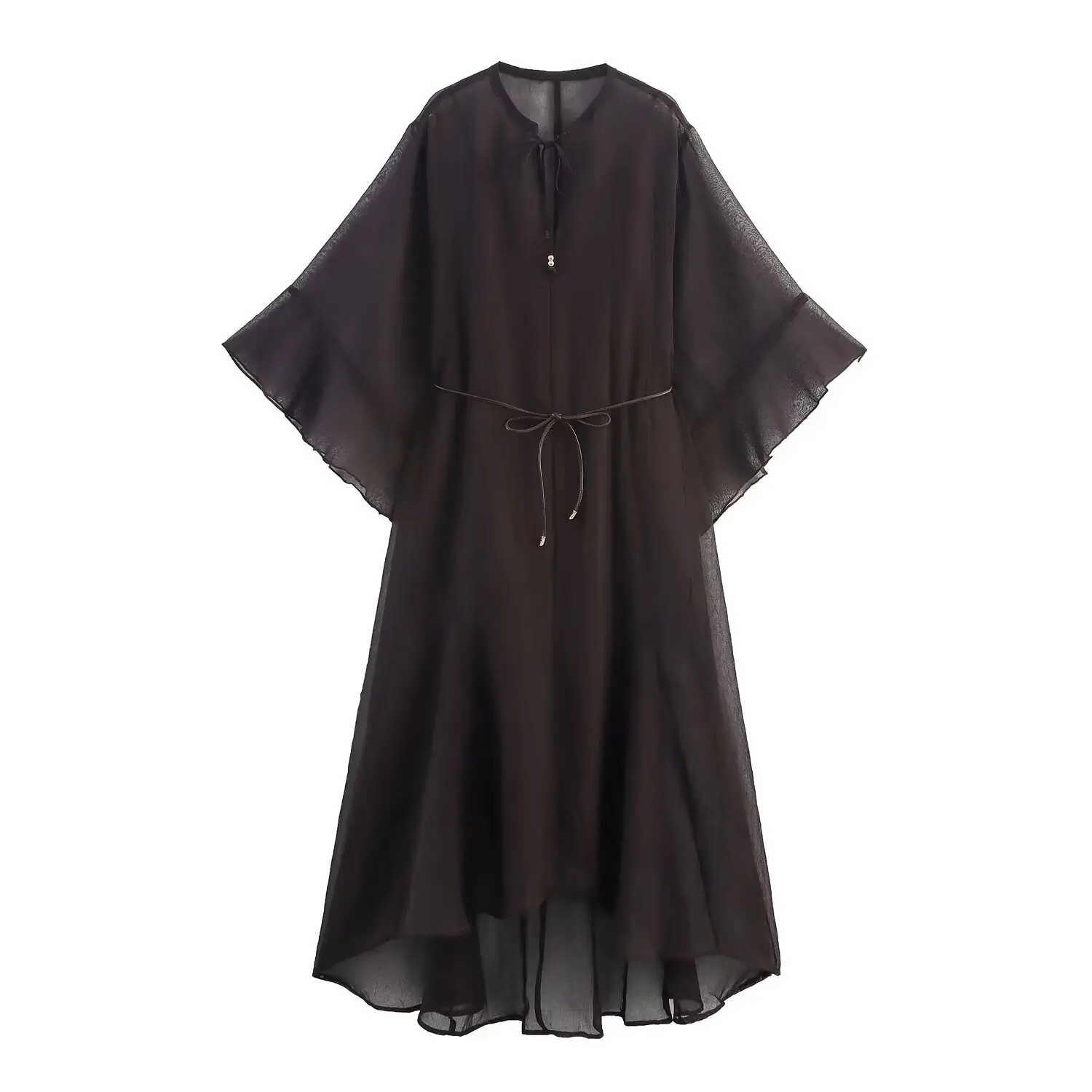 Losse taille ontwerp dames Dr herfst nieuwe Sle Wind ontwerp losse pasvorm taille cinched lange rok zes Sve casual polyester...