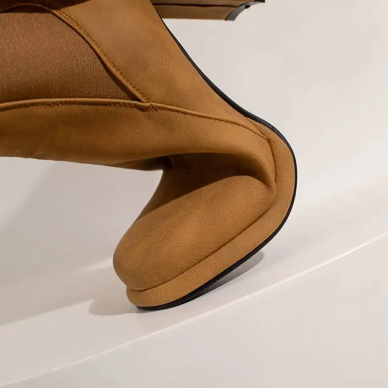 

ORCHALISA Женские короткие ботинки из замши 11 см на массивном каблуке 8,5 см с круглым носком, большой размер 32 33 46 47 48 Туфли на платформе Lady S4279