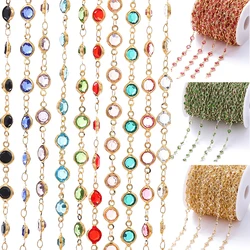 1Meter/Rolle 6mm bunte Kristall perlen Perlenkette Glasperlen kc Gold Halskette Kette Zubehör für DIY Schmuck herstellung Handwerk