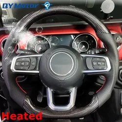 Heated Carbon Fiber Car Steering Wheel Perforated Leather For Jeep Wrangler JL GLADIATOR 2018-2023 Models Sport Wheel Red