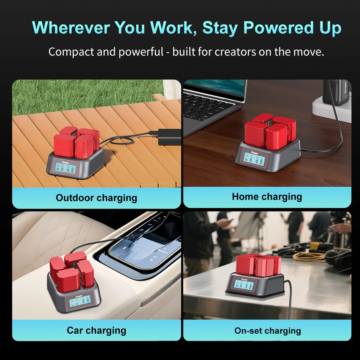 NP-FZ100 Tragbares 4-Slot-Ladegerät PD 45 W Schnellladung für Sony A6600, A6700, A7C, A7III, A7IV, A7RIII/IV, A7SII, FX3, FX30, A1, ZV-E1