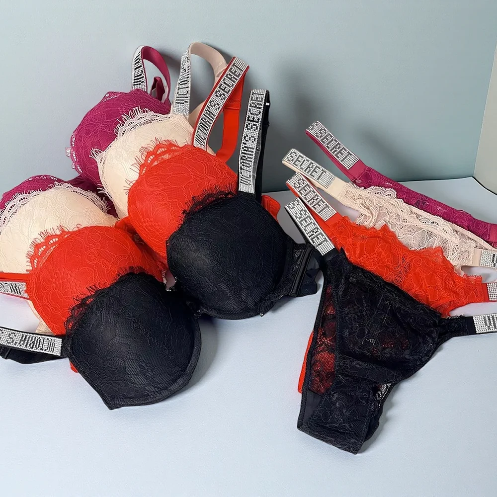 New V Women's Sexy Bra and Panty Set Comfortable push up Shapewear Adjustable Padded Gathered Lace Lingerie Set