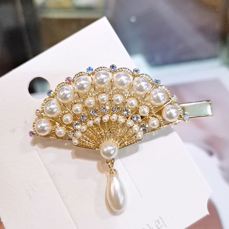 Sweet Rhinestone Hair Clips for Girls Pearl Crystal Duckbill Clip Women Ponytail Barrettes Fashion Hairgrip Hair Accessories