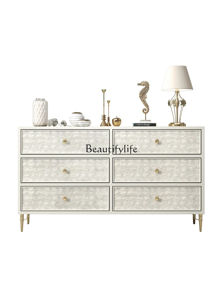 

Light Luxury Solid Wood Simplicity Modern American Decoration Tailstock Chest of Drawers Shell Drawer Storage Entrance Cabinet