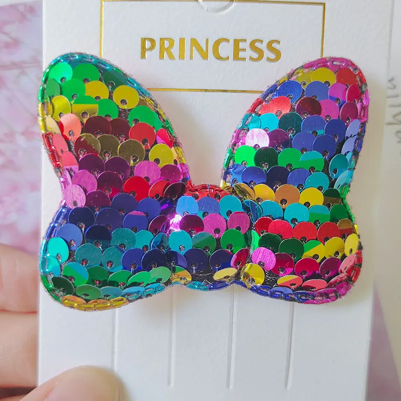 1PC New Sequin Butterfly Bow Children Lovely Hair Clips Girls Hairpins Kids Headwear Baby Hair Accessories