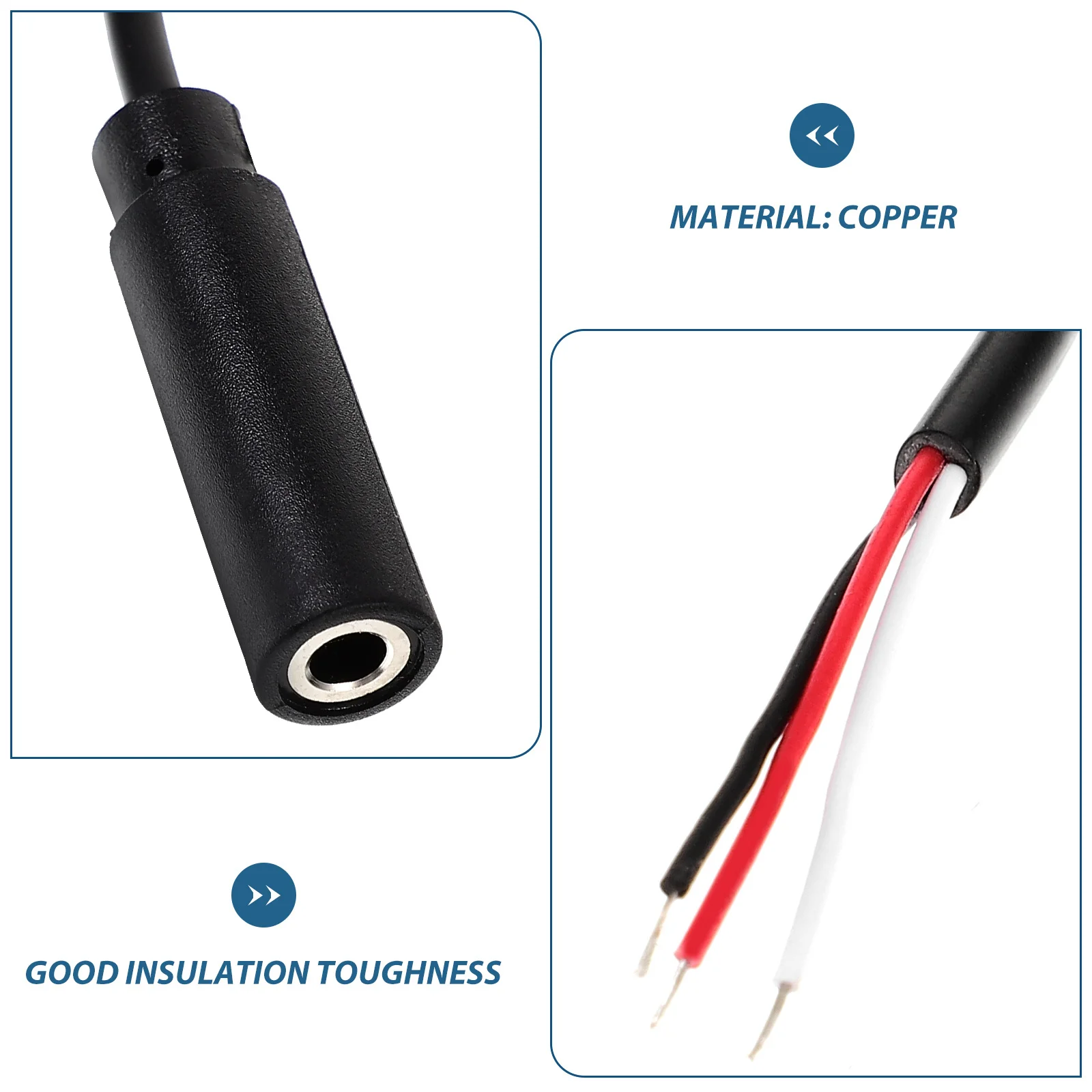 

6Pcs Audio Cable 3.5mm Male Plug to Bare Wire Repair Cord for Headset Speaker High Durability Copper Core Long Lifespan