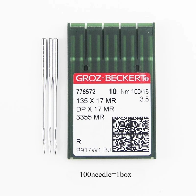 DPX17MR Groz-Beckert إبر الخياطة المنحنية للظهر لآلة الخياطة الصناعية للمشي والقدم 3355 MR، 135X17 MR، 100 قطعة إبرة = 1 صندوق #3