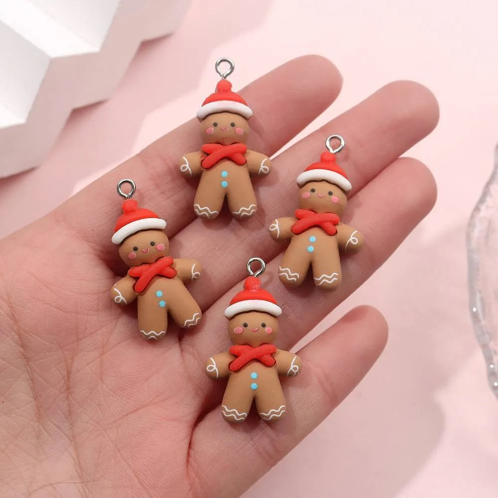 30/60pcs Gingerbread Figurine Shaped Decorative Pendants,DIY Earrings and Necklaces, Valentine's Day Christmas Gifts Accessories