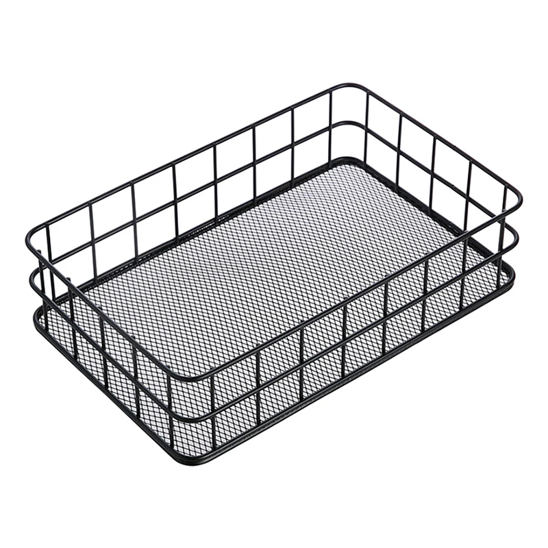 Nordic Metal Wire Storage Basket Office Desktop Sundries Makeup Brushes Holder Box Table Cosmetics Organizer Iron Basket