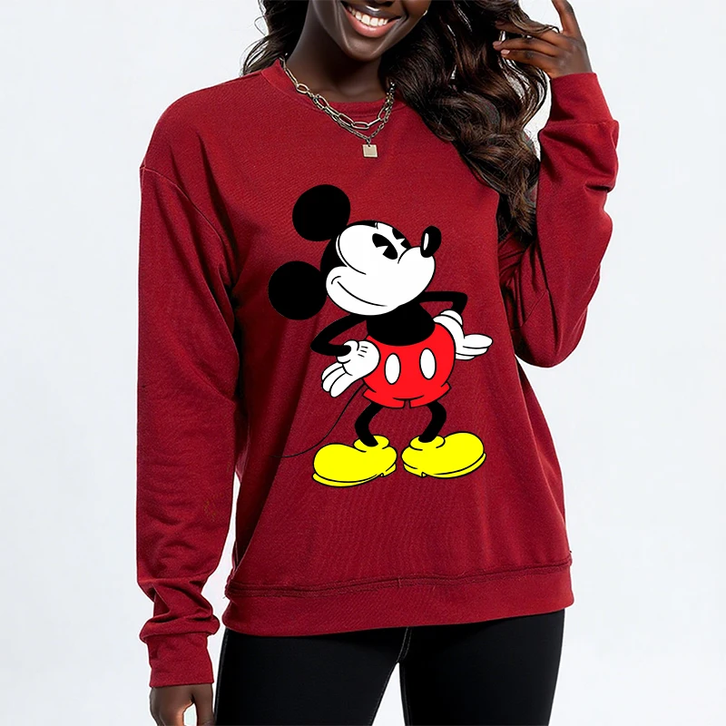 

90s Disney Clothing Ladies Hoodies Trendy Womens Sweatshirts Pullover 2yk Long Sleeve Hooded Tops Fall Micke Minnie Red Clothes