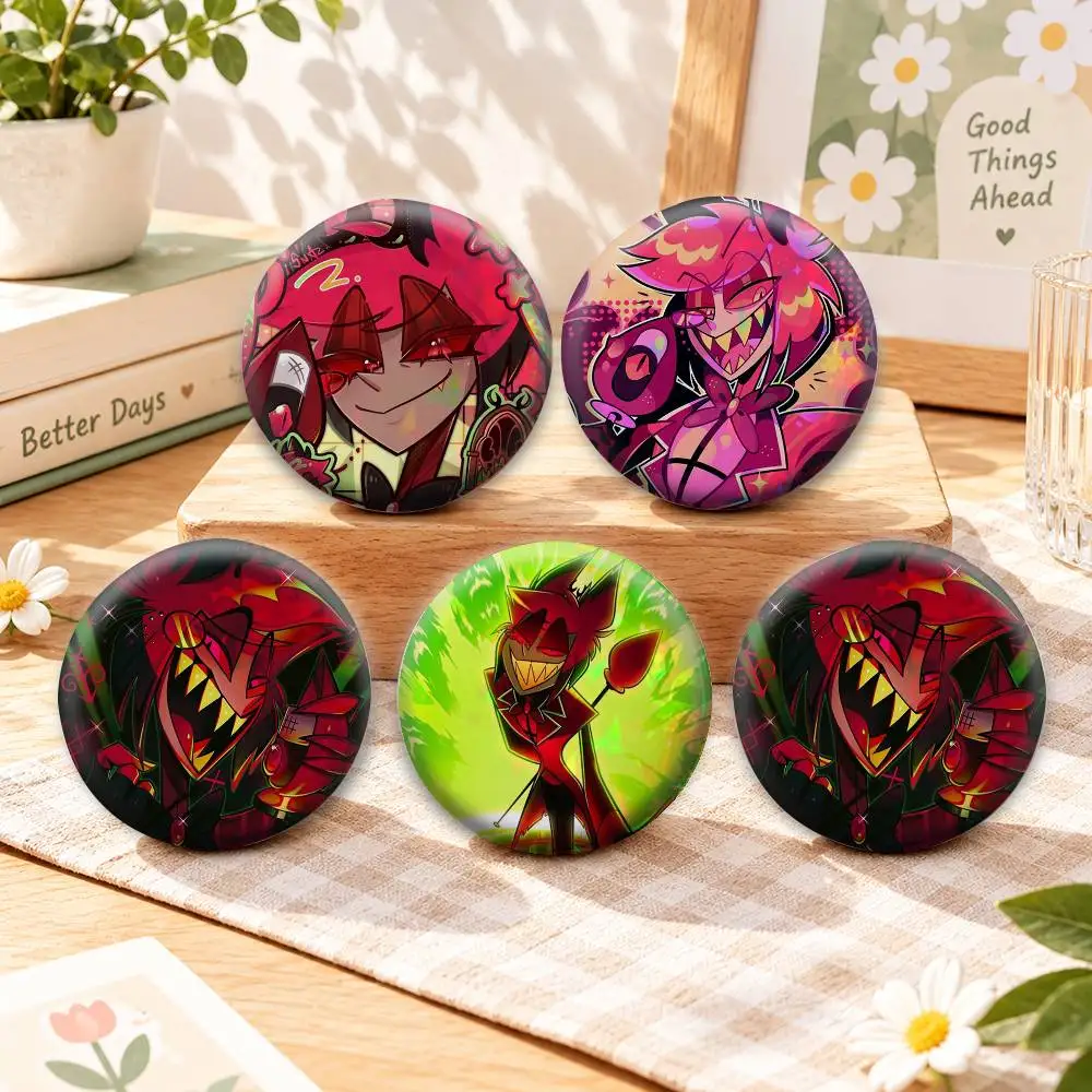 Hazbin Hotel Demon A-Alastor Badges Creative Tinplate Button PinsBrooch Badge Clothes Backpack