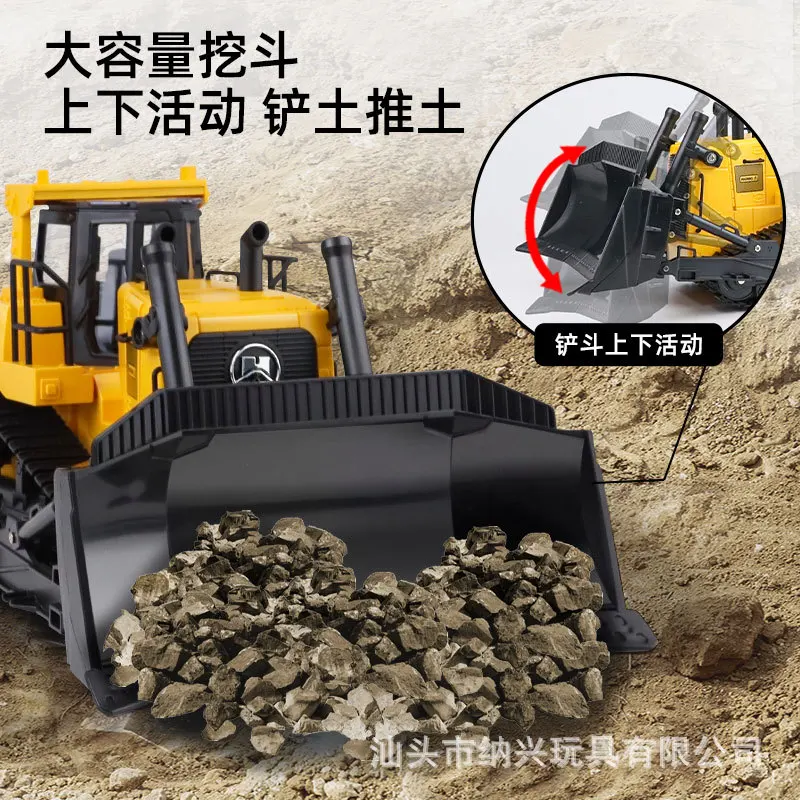 Huina 554 Remote Controlled Tracked Alloy Heavy Duty Bulldozer Front Shovel Engineering Construction Toy Vehicle Model