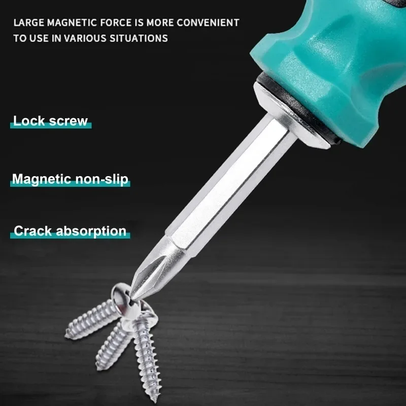 Magnetic Short Handle Screwdrivers Flat Cross Radish Head Screwdriver with Anti-slip Insulation Handle Multipurpose Repair Tools